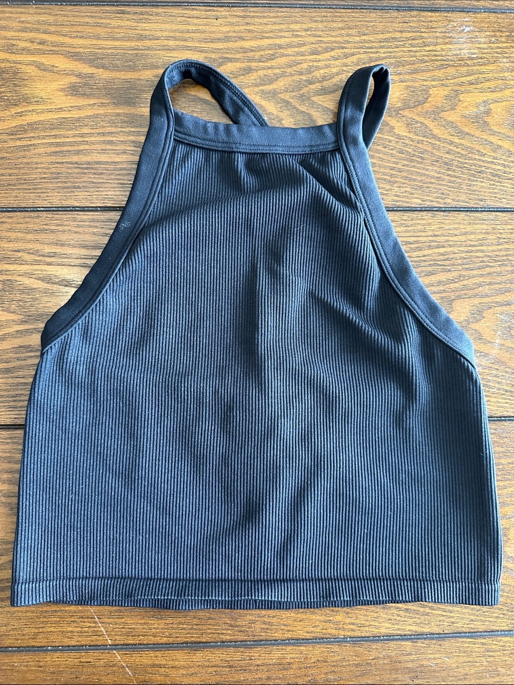 wild fable Black Ribbed High-Neck Crop Tank Top